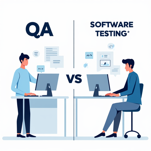 Illustration showing the difference between quality assurance and software testing in software development