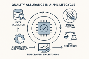 Illustration of quality assurance processes in AI and machine learning lifecycle