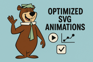 Illustration of optimised SVG animations inspired by Yogi Bear cartoons.