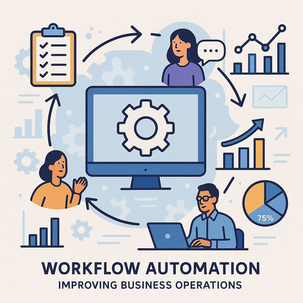 Illustration of workflow automation process improving business operations