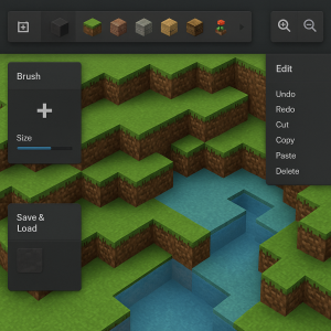 3D Minecraft-style world editor interface created with HTML and CSS