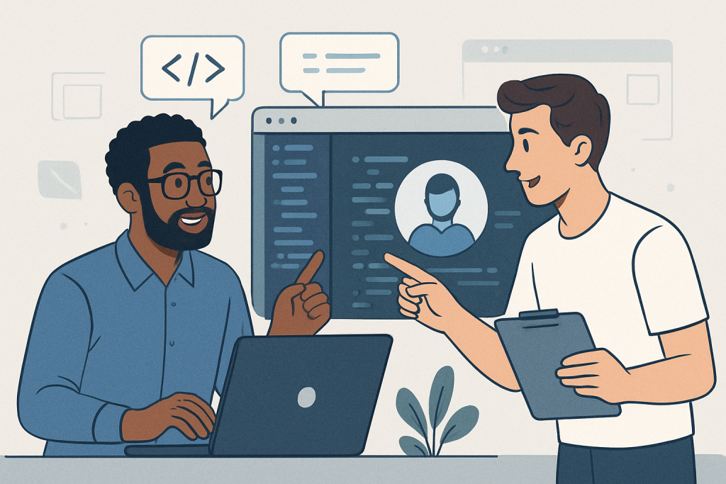 Developers collaborating on an internal developer platform for modern DevOps