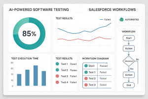 AI-powered software testing dashboard analyzing Salesforce workflows