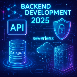 Backend development concepts and trends for 2025 including APIs, databases, security, and serverless computing
