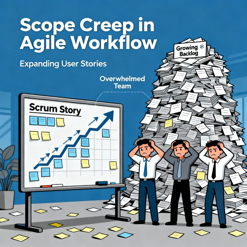 scope creep affecting Agile project workflow with expanding user stories