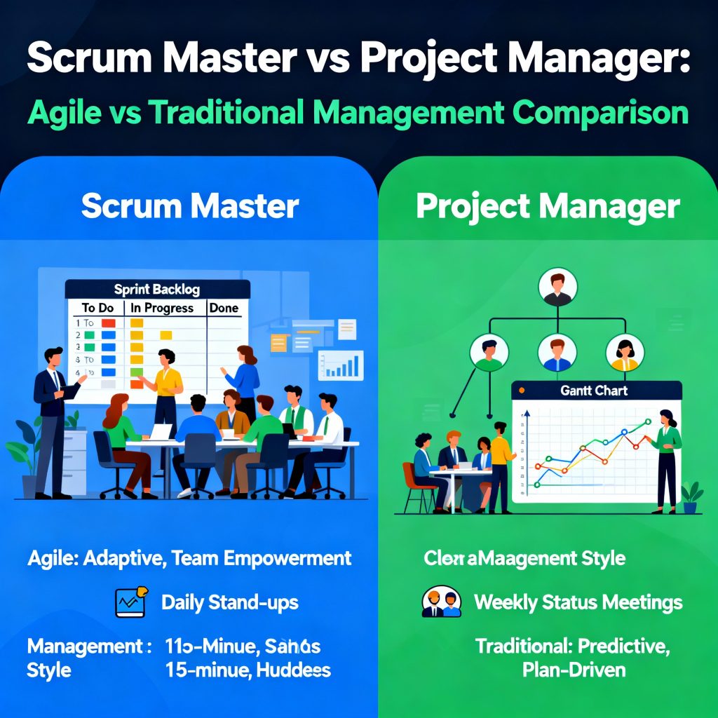 Scrum Master vs Project Manager illustration