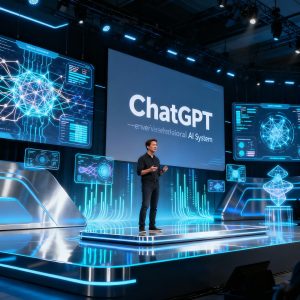 OpenAI CEO presenting ChatGPT as a next-generation AI operating system
