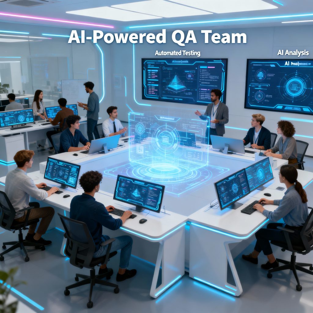 QA team using AI-powered testing solutions for faster software release