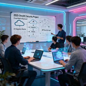 Backend developers collaborating on cloud-native systems, AI integrations, and API security in 2025
