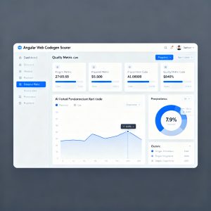 Interface of Angular’s Web Codegen Scorer rating AI-generated frontend code on quality metrics
