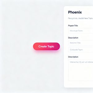 User interface showing a redesigned "Create Topic" button and a Phoenix form for adding new topics