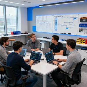 Modern platform engineering team collaborating to deliver developer-friendly tools in a product-centric environment