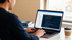 Developer working on AWS CloudFormation templates in a unified IDE environment