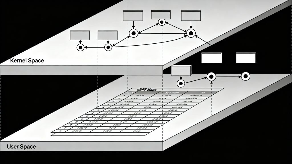 Diagram explaining how eBPF runs sandboxed programs in the Linux kernel to improve Kubernetes networking, security, and observability.