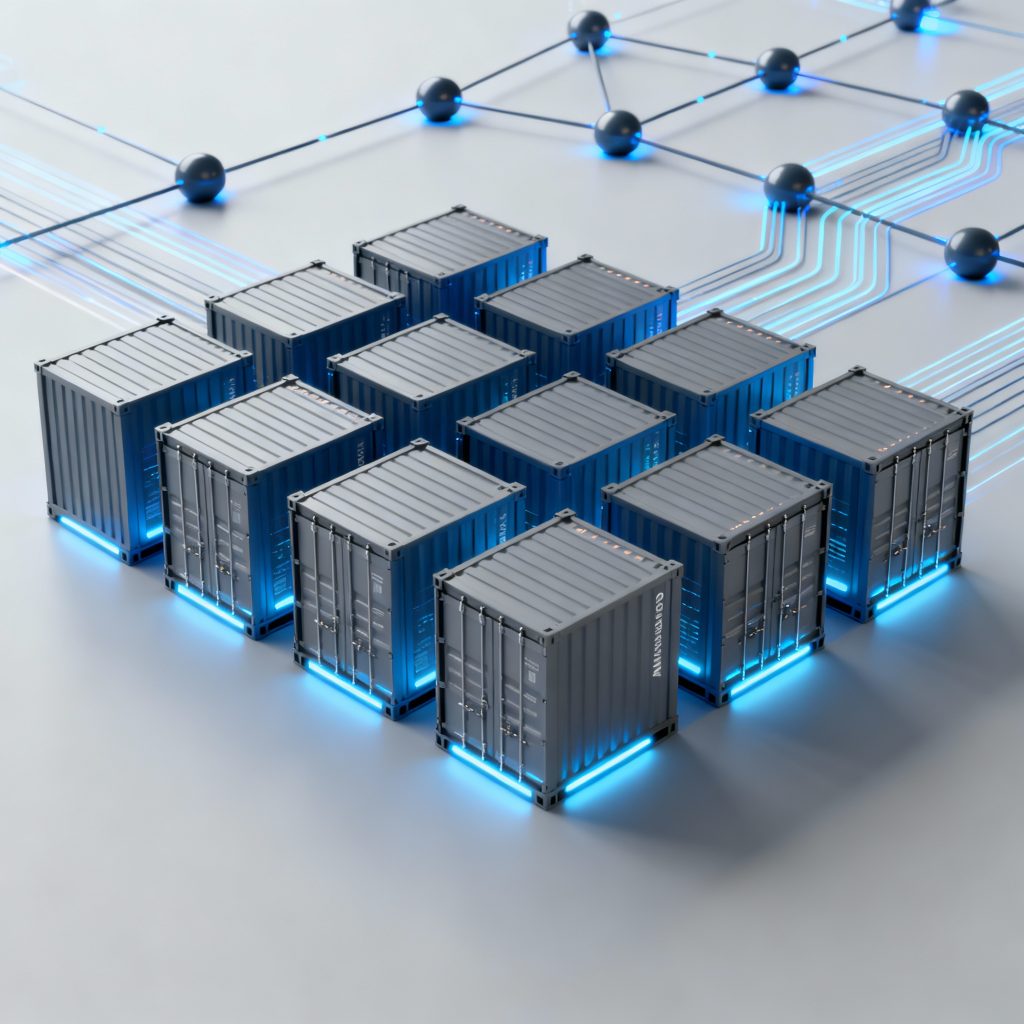 Cluster of Kubernetes containers managing AI and MLOps workloads with scalable infrastructure