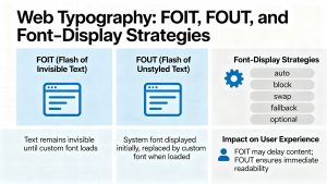 Diagram showing FOIT, FOUT, and font-display strategies in web typography