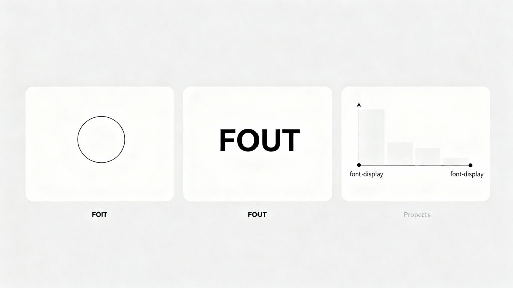 Diagram showing FOIT, FOUT, and font-display strategies in web typography