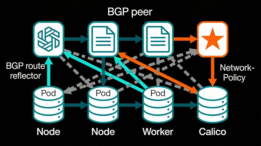 Calico BGP routing and network policy visualization