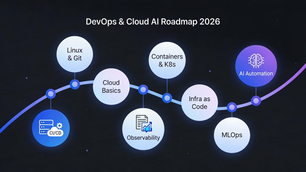 DevOps and cloud engineer AI roadmap for 2026 with stages and skills