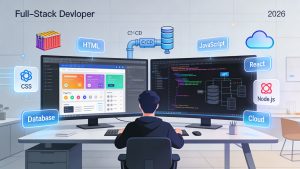 Full stack developer working across front-end and back-end technologies in 2026