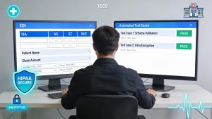 QA engineer validating HIPAA-compliant EDI transactions for healthcare claims