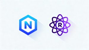 Next.js and React logos side-by-side illustrating framework and library comparison