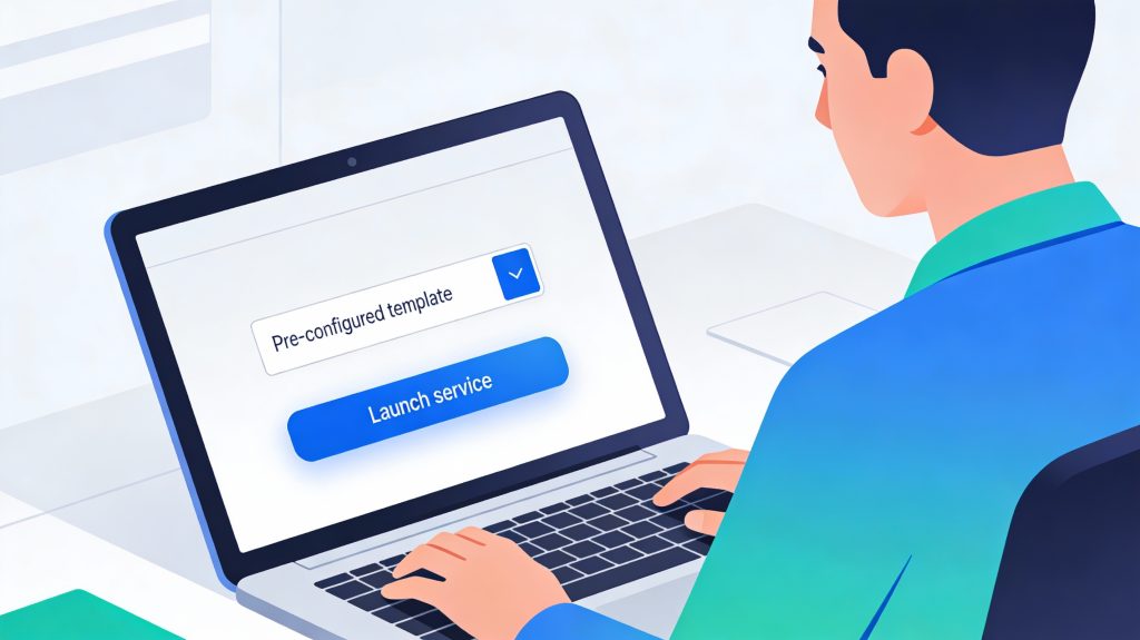 Engineer launching a new service using a pre-configured template
