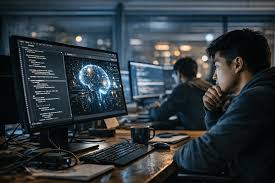 Conceptual illustration of the DeepSeek V4 AI model optimized for coding and long software development prompts