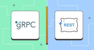 Side‑by‑side diagram comparing gRPC and REST