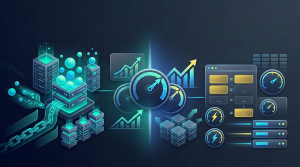 Illustration showing Redis and Memcached side by side with in-memory database icons, speed gauges, and server nodes representing caching, performance, and scalability